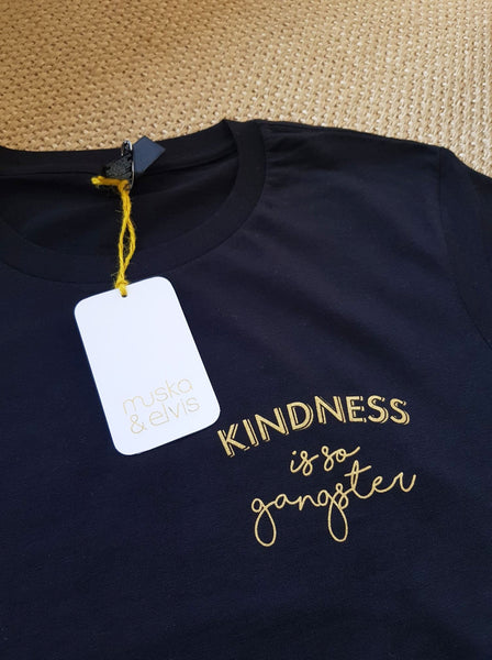 Women's Kindness is so Gangster Premium Crew Sweat - Black & Gold