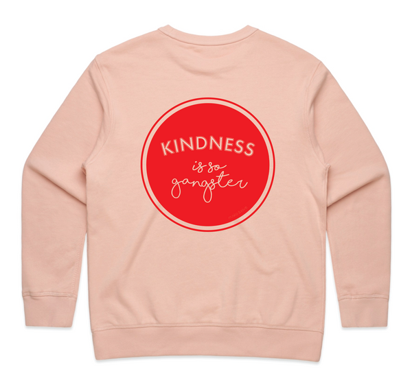 Women's Kindness is so Gangster Premium Crew Sweat - Pink & Red