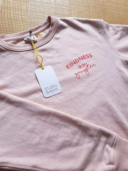 Women's Kindness is so Gangster Premium Crew Sweat - Pink & Red