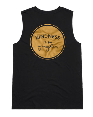 Women's Kindness is so Gangster Sleeveless Tank - Black & Gold