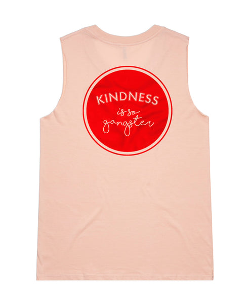 Women's Kindness is so Gangster Sleeveless Tank - Pink & Red