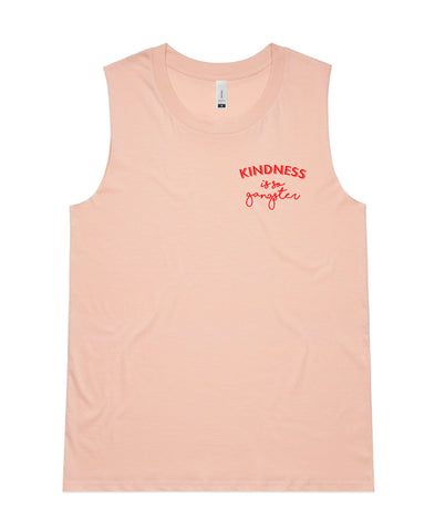 Women's Kindness is so Gangster Sleeveless Tank - Pink & Red